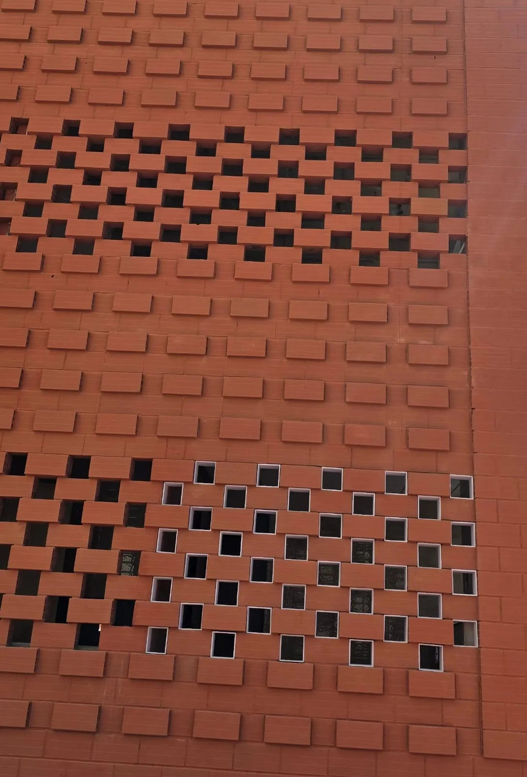 Porotherm clay block wall construction in progress